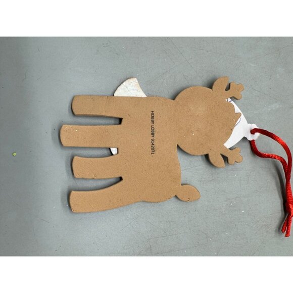 Reindeer Foam Christmas Ornament With Red Hanging Loop brown red 4.75" READ - Picture 6 of 8